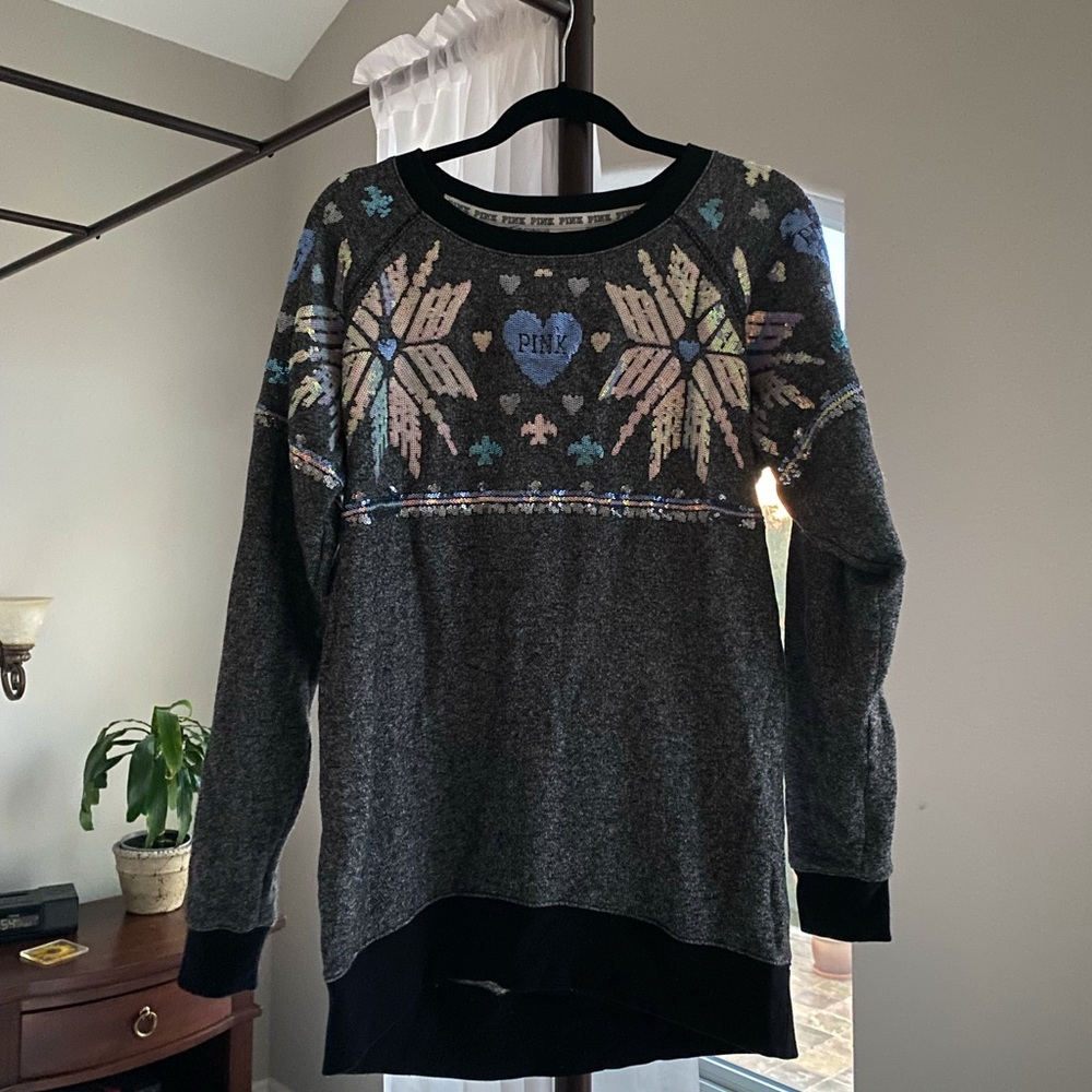 PINK Victorias Secret snowflake sequin sweater